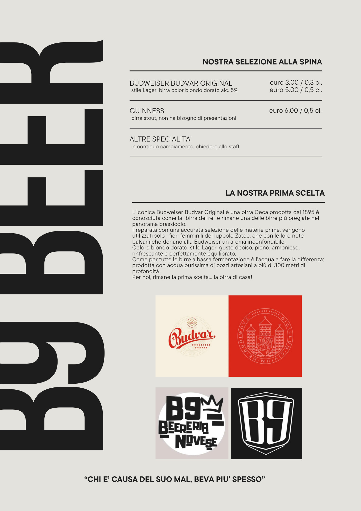 Menù birre alla spina B9